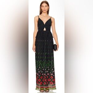 Sabina Musayev Selina Maxi Dress in Black Print Size Medium